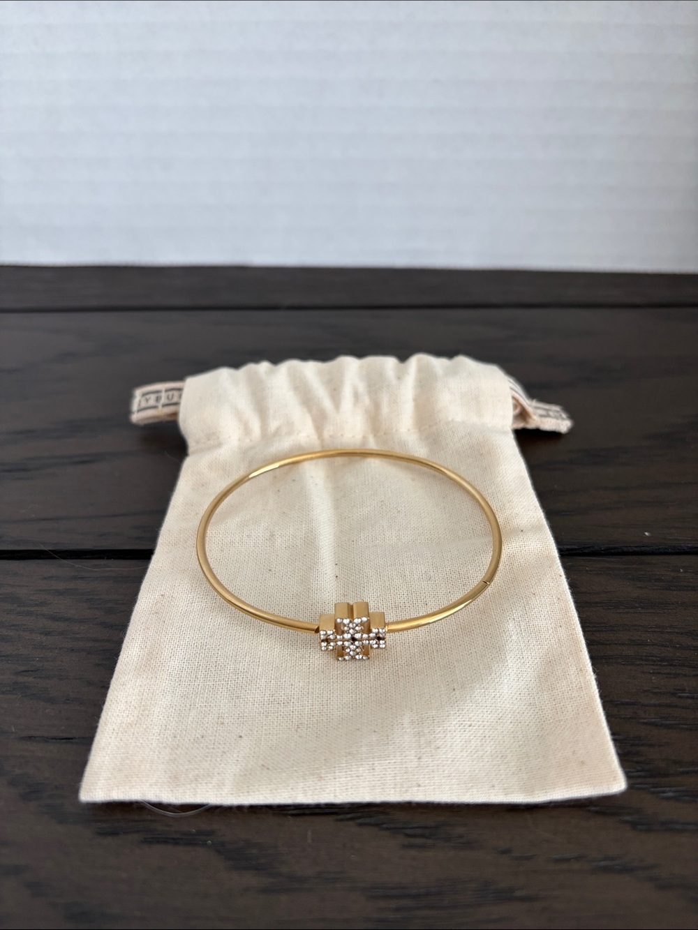 Tory Burch Gold Crystal Cluster Bangle Bracelet